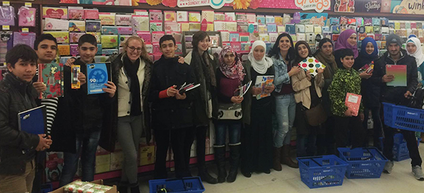 A group of Syrian-Canadian youth shopping